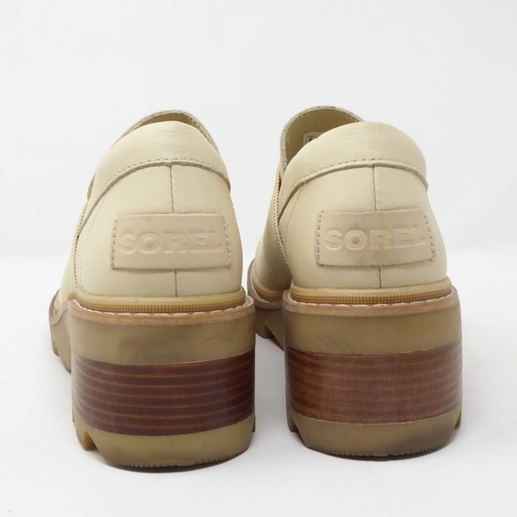 SOREL Womens Joan Now Wedge Loafers Cream Leather Platform Slip On Size 8 - Picture 4 of 8